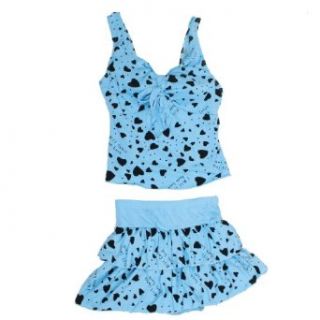 Ladies V Neck Two Tiered Ruffle Skirted Tankini Set Swimsuit