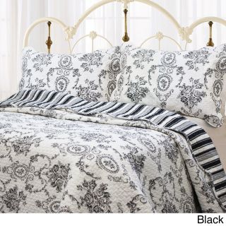 Best Bedding Inc French Medallion 3 piece Quilt Set And Optional Sham Separates Black Size Full  Queen