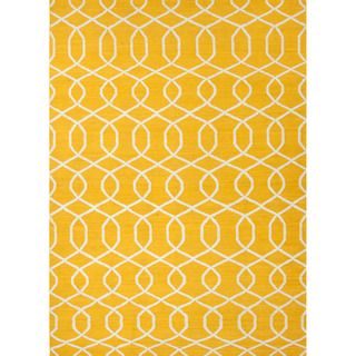 Handmade Flat weave Geometric pattern Yellow Wool Rug (36 X 56)