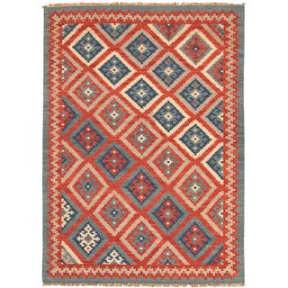 Handmade Flat weave Southwestern Tribal Pattern Multicolored Wool Rug (8 X 10)