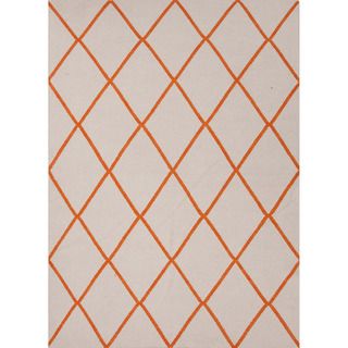 Durable Handmade Flat weave Geometric pattern Red/ Orange Rug (2 X 3)