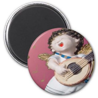 angel playing guitar and singing Christmas songs Fridge Magnets