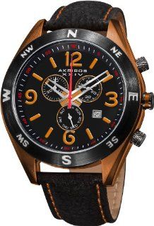 Akribos XXIV Men's AK582OR Conqueror Swiss Quartz Chronograph Leather Strap Watch Akribos XXIV Watches