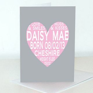 personalised newborn baby announcement cards by ciliegia designs