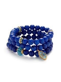 Set Of 3 Lapis Dolomite Stretch Bracelets by Miguel Ases