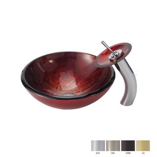 Kraus Bathroom Combo Set Charon Glass Vessel Sink And Waterfall Faucet