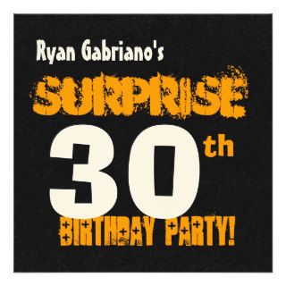 SURPRISE 30th Birthday Modern Black and Gold W569 Personalized Invitation