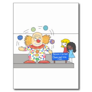 Funny Anti Clown whimsical Clown Joke Humor Post Cards