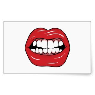 Smiling Mouth Lips Teeth Tongue Rectangle Sticker