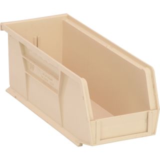 Quantum Storage Heavy Duty Stacking Bins — 10 7/8in. x 4 1/8in. x 4in. Size, Ivory, Carton of 12  Ultra Stack   Hang Bins