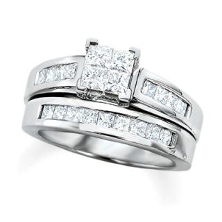 CT. T.W. Quad Princess Cut Diamond Bridal Set in 14K White Gold