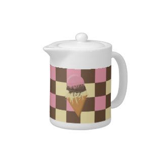Neapolitan check pattern Ice Cream Cone Teapot