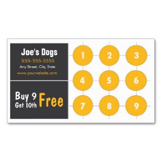 Hot Dog Loyalty Business Card Punch Card