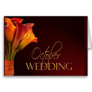 October calla lily wedding design greeting card