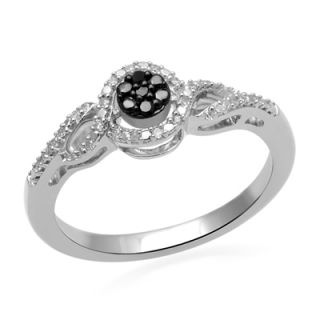 10 CT. T.W. Enhanced Black and White Diamond Cluster Frame Ring in