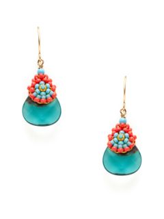 Faceted Turquoise Teardrop Earrings by Miguel Ases