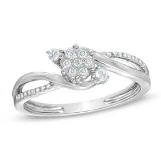CT. T.W. Diamond Cluster Promise Ring in 10K White Gold   Zales