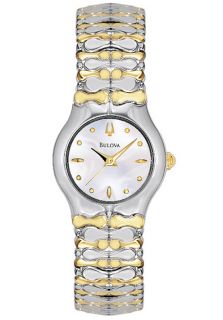 Bulova 98T82  Watches,Womens Two Tone White MOP Dial, Casual Bulova Quartz Watches