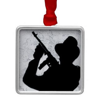 Gangster Silhouette Christmas Ornament