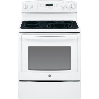 GE Smooth Surface Freestanding 5 Element 5.3 cu ft Self Cleaning with Steam Convection Electric Range (White) (Common 30 in; Actual 29.875 in)
