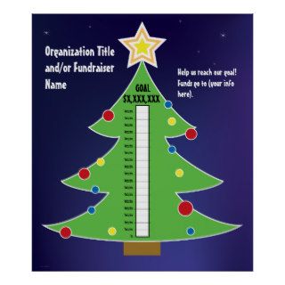 Christmas Tree Fundraising Thermometer Template Posters