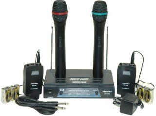 Hisonic Dual Wireless Microphone System with 2 Handheld & 2 Lapel Microphones, HS596B Electronics