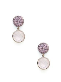 Pink Sapphire & Rose Quartz Disc Drop Earrings by Rina Limor