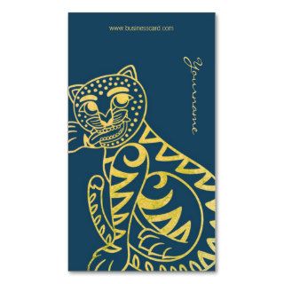 deep blue green yellow old tiger ancient pattern business card