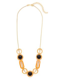 Long Black & Coral Circle Necklace by Kenneth Jay Lane