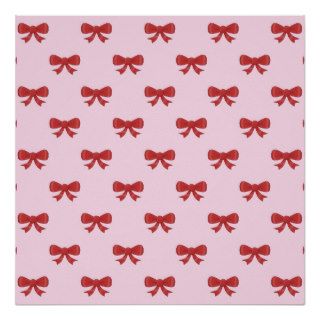Red Ribbon Bow Pattern on Pink. Poster