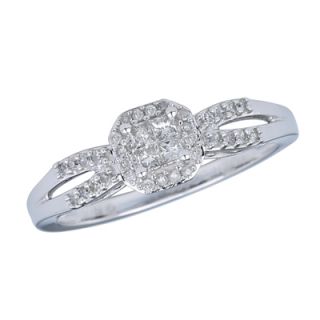 CT. T.W. Princess Cut Quad Diamond Frame Promise Ring in 10K White