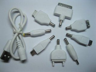 1 set USB Charge Cable with 8 DC Adapters Connector for Cell Phones PSP PDA  DVD Player White Kit Skywalking Cell Phones & Accessories