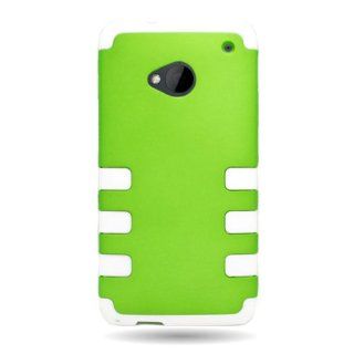 CoverON HYBRID Dual Heavy Duty Hard NEON GREEN Case and Soft WHITE TPU Cover for HTC ONE M7 With PRY  Triangle Case Removal Tool [WCC603] Cell Phones & Accessories
