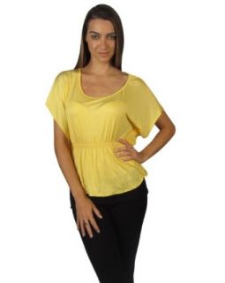 599fashion Round neck butterfly sleeve top featuring elasticized waistline Blouses