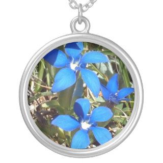 Beautiful Blue Gentian Alpine Flowers Necklaces