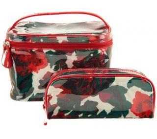 Isaac Mizrahi Live Set of Two Floral Print Cosmetic Bags —