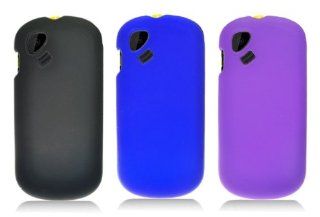 Alcatel OT 606A / T Mobile Sparq [T Mobile] Accessory Bundle Combo   3 x Rubberized Snap on Hard Shell Cases (Black+Blue+Purple) Cell Phones & Accessories
