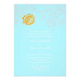 Neon Light Blue Classic Color Coordinated Wedding Invite