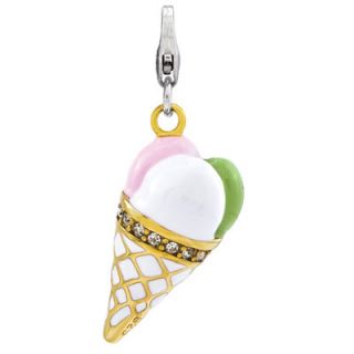 crystal ice cream charm in sterling silver and 14k gold plate $ 57