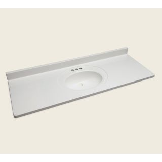 Style Selections Vanity 61 in W x 22 in D White Cultured Marble Integral Single Sink Bathroom Vanity Top