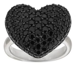 1.85 ct tw Black Spinel Pave Sterling Heart Ring —