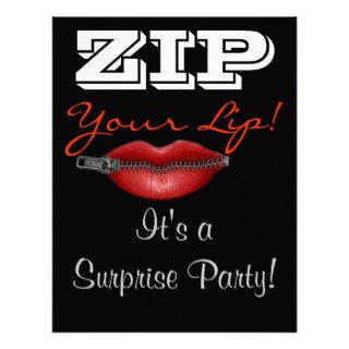 ZIP your lip surprise party invite