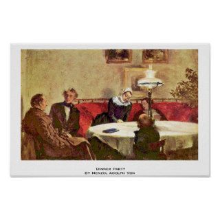 Dinner Party By Menzel Adolph Von Poster