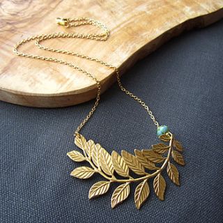 laurel curved leaf necklace by eclectic eccentricity