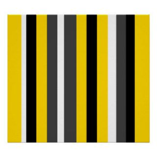 Modern yellow black gray and white stripes posters