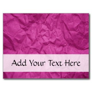 Wrinkled Crumpled Paper Texture   Pink Postcard