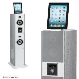 Bomann Sound Tower 750W Docking Station Subwoofer Radio Iphone Ipod Aeg Ims 4453 White   Players & Accessories
