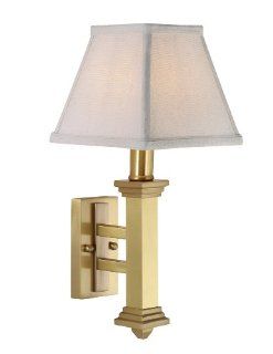 House Of Troy WL609 SB 13 3/4 Inch Glass Wall Sconce, Satin Brass with Off White Softback Shade    