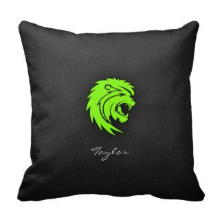 Chartreuse, Neon Green Leo Lion Throw Pillow