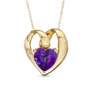 0mm Heart Shaped Lab Created Amethyst Pendant in 10K Gold   Zales